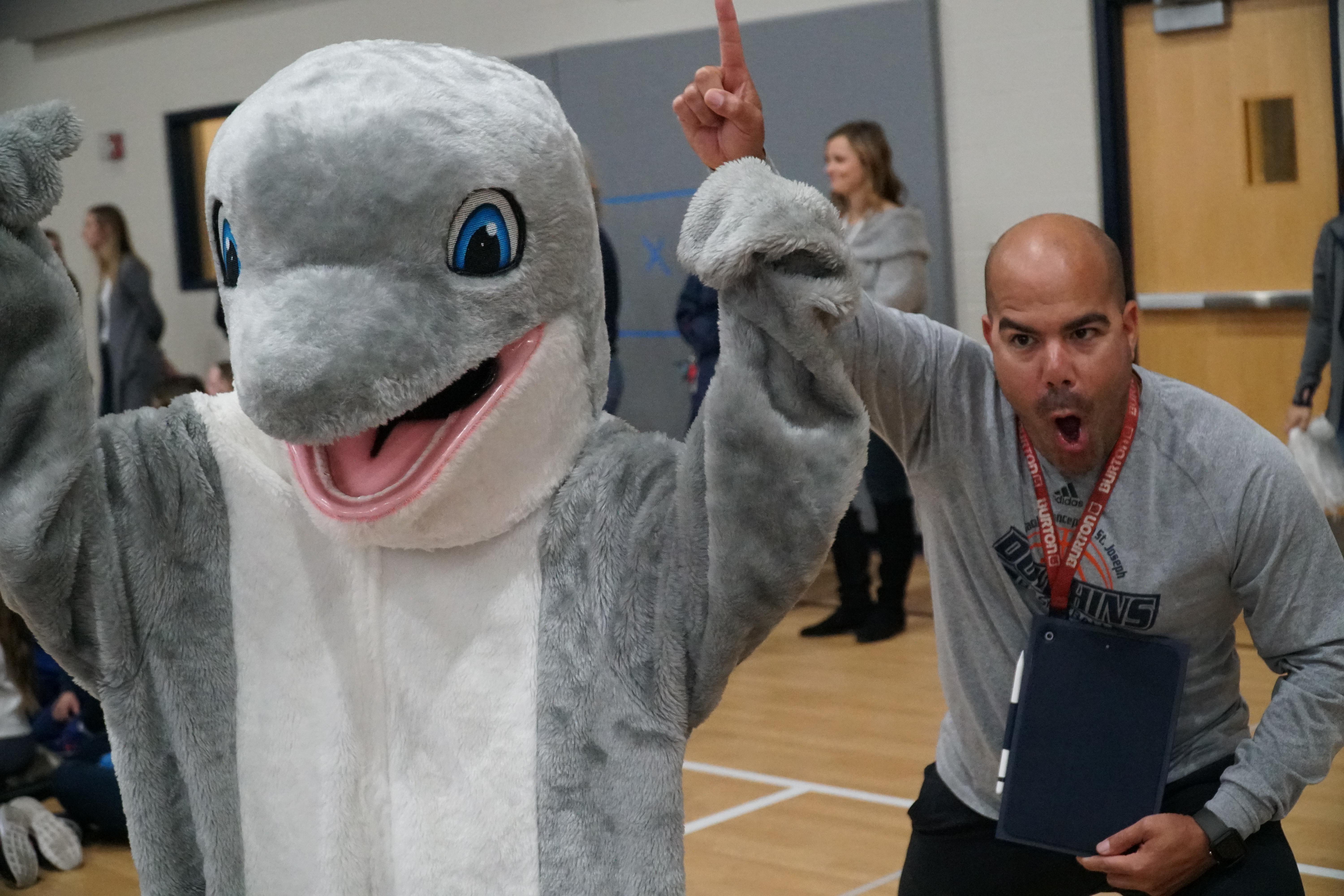 Kidolphy and Mr. Cotto cheering for the Dolphins